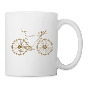 Goldenes Fahrrad-Liniendesign Retro Rennrad - Tasse - Weiß - Rechts
