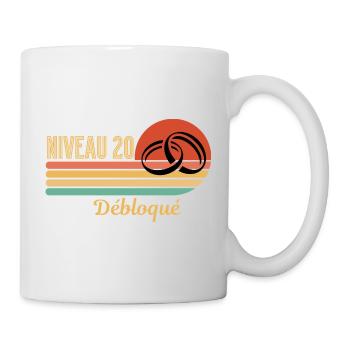 Level 20 Freigeschaltetes Retro-Grafikdesign - Tasse - Weiß - Rechts