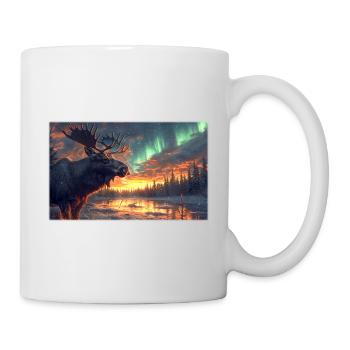Moose under the Northern Lights: Arctic Magic - Mug - white - Right