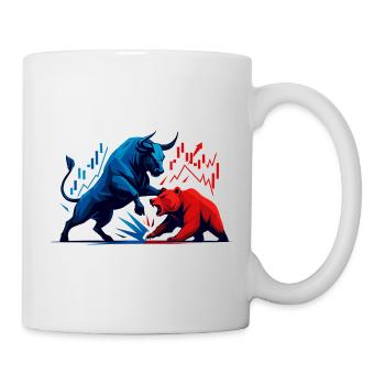 Bull vs. Bear Wall Street Stock Market Fight Stocks - Mug - white - Right