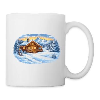 Refuge de ski d’hiver en montagne – Idylle alpin - Mug blanc - blanc - Droite