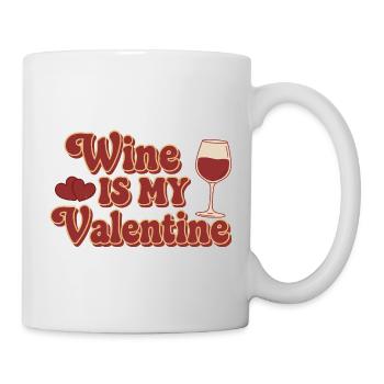 Wine Is My Valentine – Retro Wein Design - Mug - white - Right