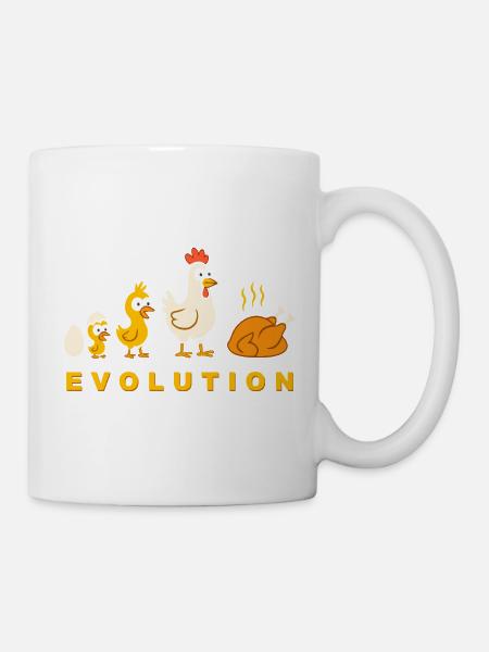 Evolution Hähnchen Broiler Huhn Lustig - Tasse - Weiß