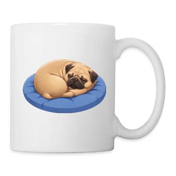 Carlin mignon Chien de dessins animés câlinant Reposant - Mug blanc - blanc - Droite