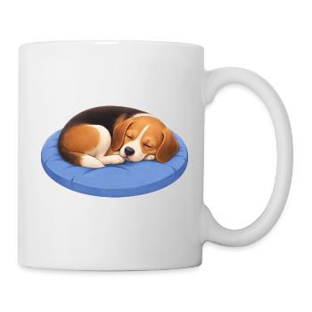 Cute Beagle Cartoon Cuddle Sleeping Chillout - Mug - white - Right