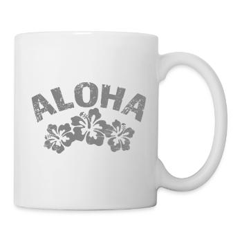 Aloha Hibiskus Design – Blütenornament - Tasse - Weiß - Rechts