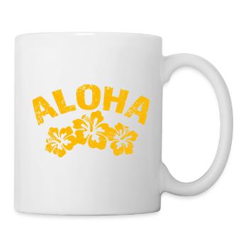 Aloha Hibiskus Tropen-Print - Tasse - Weiß - Rechts