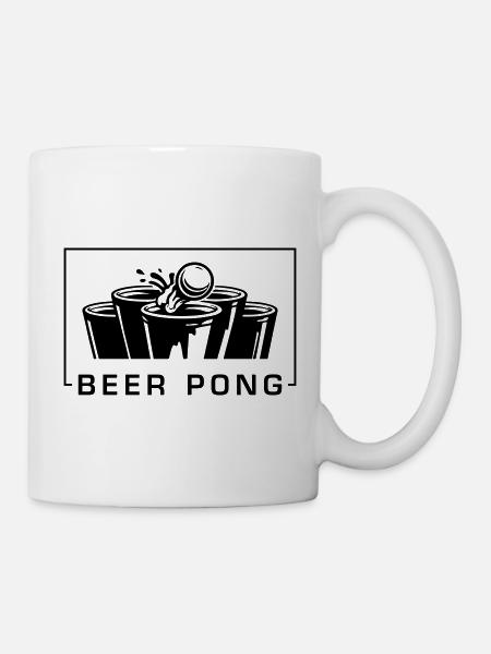 Beer Pong Becher Schwarz - Tasse - Weiß