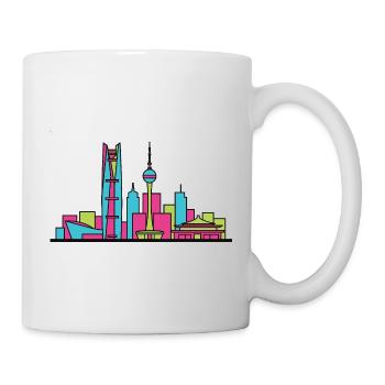 Tianjin City Skyline Moderne Turm-Linienzeichnung - Tasse - Weiß - Rechts