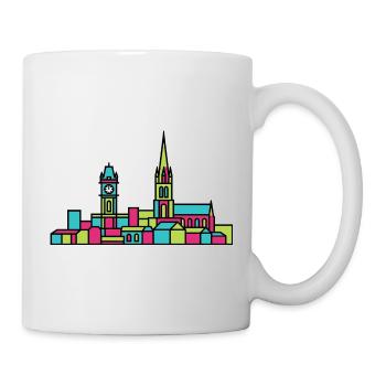 Leicester City Skyline Uhrturm Linienzeichnung - Tasse - Weiß - Rechts