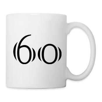 60. 60 JAHRE. 60-JÄHRIGES JUBILÄUM. 60. GEBURTSTAG. - Tasse - Weiß - Rechts