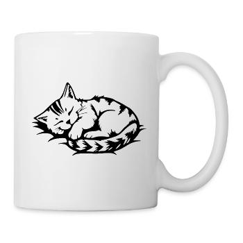 sleeping cat black - Mug - white - Right