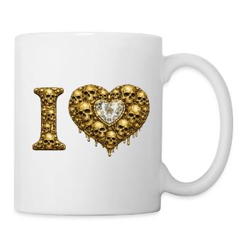 I LOVE | Golden Skull Heart – Skull Love - Mug - white - Right