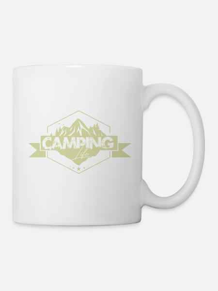 Mountain Camping Nature Panorama Badge - Mug - white