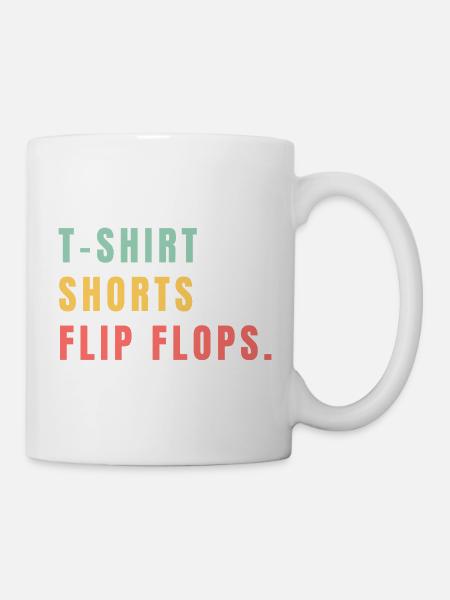 T-shirt Dhorts Flip Flops - Tasse - Weiß