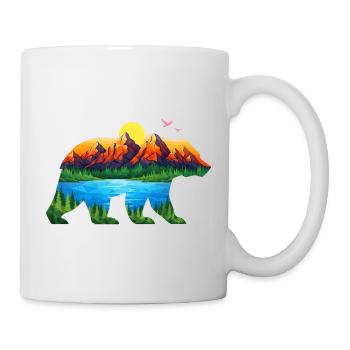 Geometric Mountain Bear Landscape - Mug - white - Right