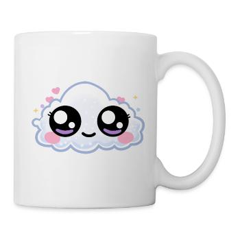 Cloud Eyes Kawaii – Soft Dreamy Eyes - Mug - white - Right