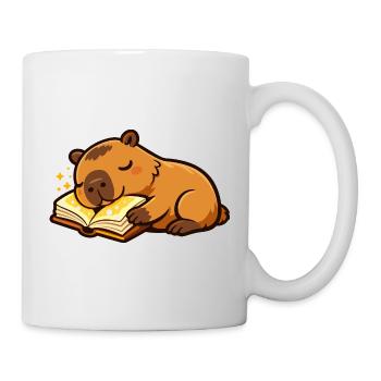 Sleeping Capybara on Book Reading Motif - Mug - white - Right