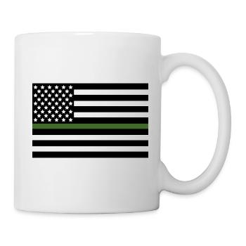 Military green US flag line - Mug - white - Right