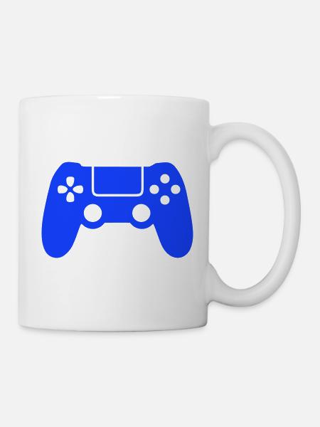 Blaues Gaming-Controller Silhouette - Tasse - Weiß