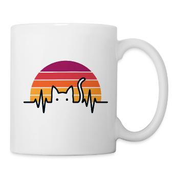 Katze Herzschlag Katzenliebhaber Geschenkidee - Tasse - Weiß - Rechts