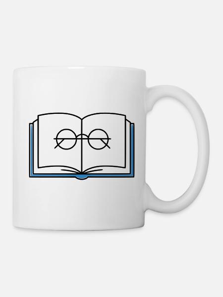 Offenes Buch Brille Schule - Tasse - Weiß