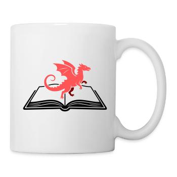 Drache auf Buch Fantasy - Tasse - Weiß - Rechts