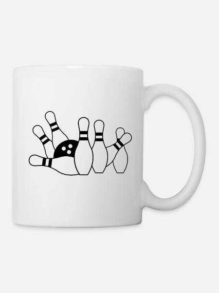 Bowlingpillen und Ball - Tasse - Weiß