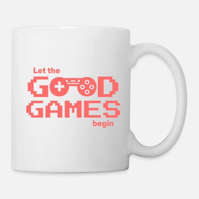 Retro Pixel Logo Gaming "Let the Good Games begin" - Mug - white