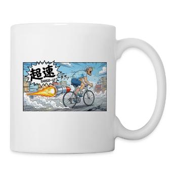 Hypervelocity-Radfahrer mit Raketenexplosion - Tasse - Weiß - Rechts