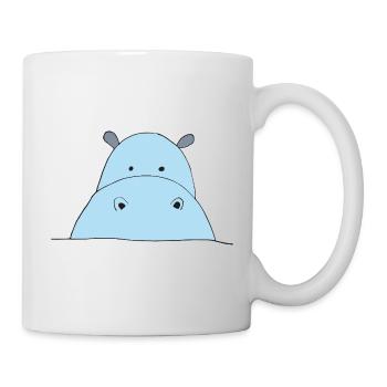 Blauer Hippo Blickfang - Tasse - Weiß - Rechts