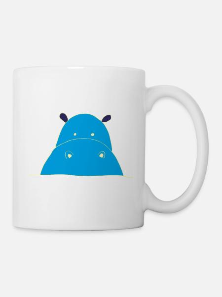 Blauer Hippo nilpferd - Tasse - Weiß