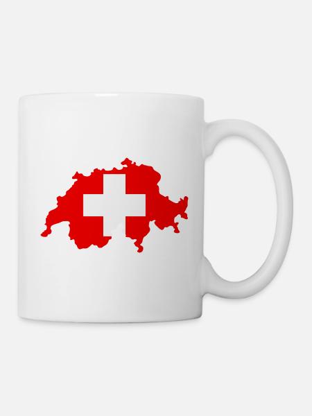 Schweizer Karte mit Flagge - Tasse - Weiß