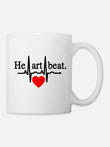 Heartbeat - Schwarz - Tasse - Weiß
