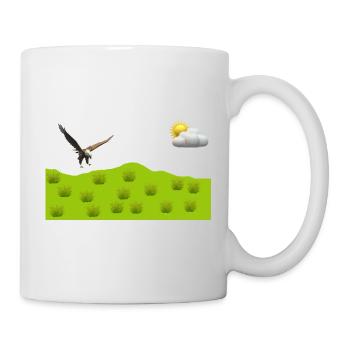 Eagle over green landscape - Mug - white - Right