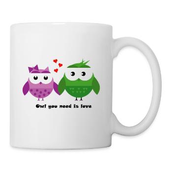 Eulen-Liebe: Owl You Need Is Love - Tasse - Weiß - Rechts
