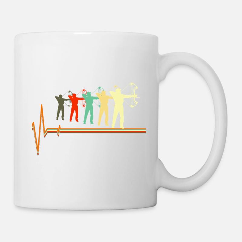 Bogenjagd-Herzschlag-Retro-Bogenschützen-Silhouette - Tasse - Weiß
