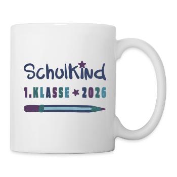 Schulkind 2026 – 1. Klasse Einschulung Stern Stift - Tasse - Weiß - Rechts