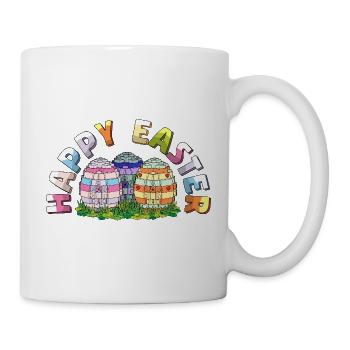 Frohe Ostern Ziegelbauer Ostereier Ziegelsteine - Tasse - Weiß - Rechts