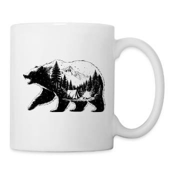 Bear camping landscape - Mug - white - Right
