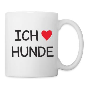 Ich ❤️ Hunde – Süßes Hundeliebe Textdesign - Tasse - Weiß - Rechts