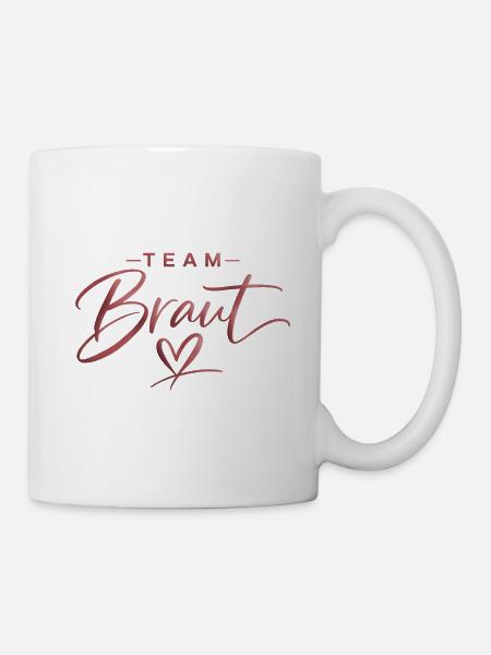 Brautteam Herzschrift Design - Tasse - Weiß