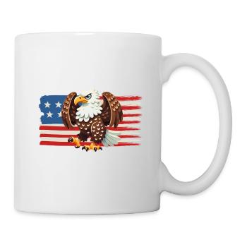 Aigle de la Liberté sur le drapeau américain - Mug blanc - blanc - Droite