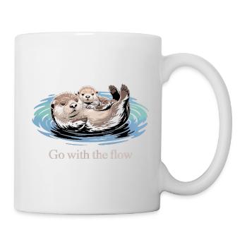 Otter Duo : Laisse Aller avec le Courant - Mug blanc - blanc - Droite