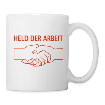 DDR Lustiger Spruch Held der Arbeit - Tasse - Weiß - Rechts