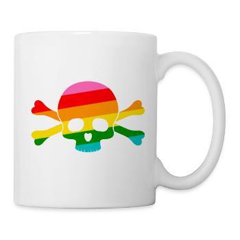 Regenbogen Totenkopf - Tasse - Weiß - Rechts