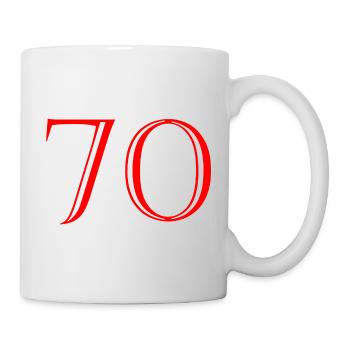 70. 70 YEARS. 70th ANNIVERSARY. 70 YEARS ANNIVERSARY. - Mug - white - Right