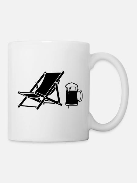 Liegestuhl Bier Urlaub Icon - Tasse - Weiß