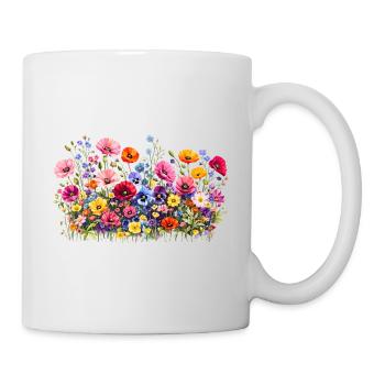 Wildflowers meadow with natural watercolor flowers - Mug - white - Right