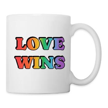 Love Wins LGBT Month Rainbow Text - Mug - white - Right